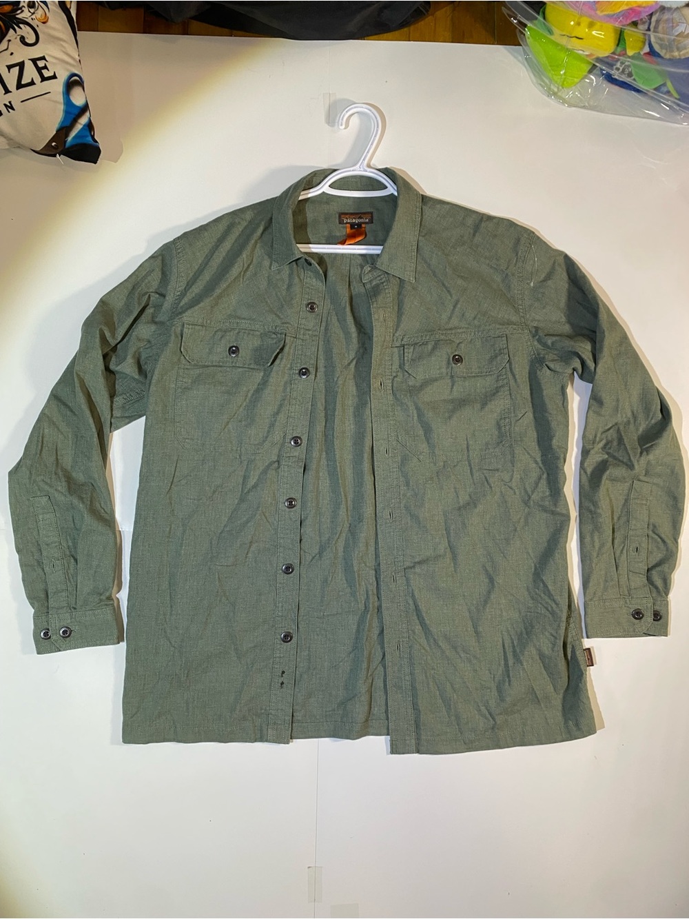 Patagonia Olive Green Lightweight Button-Up Shirt Jacket